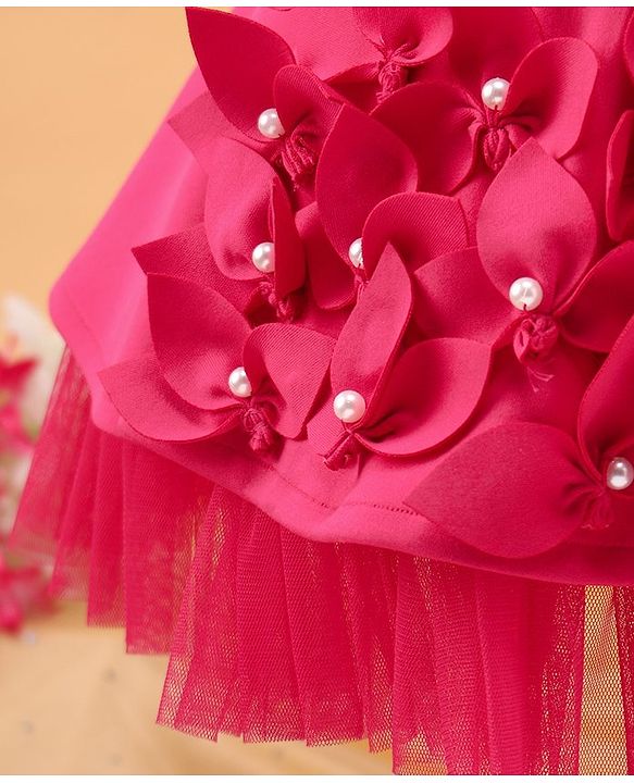 Babyhug Sleeveless Party Frock Floral Detail - Pink