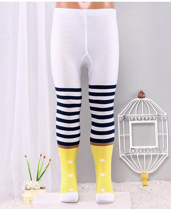 Cute Walk By Babyhug Antibacterial Striped Footed Tights - Yellow