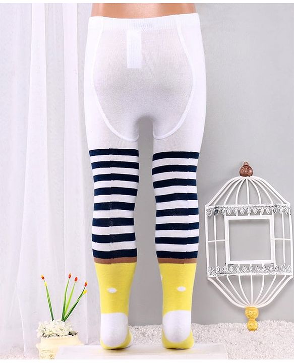 Cute Walk By Babyhug Antibacterial Striped Footed Tights - Yellow