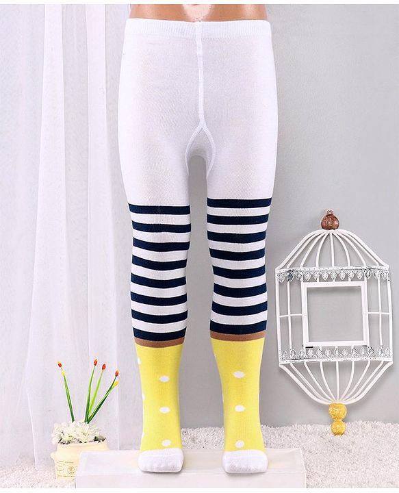 Cute Walk By Babyhug Antibacterial Striped Footed Tights - Yellow