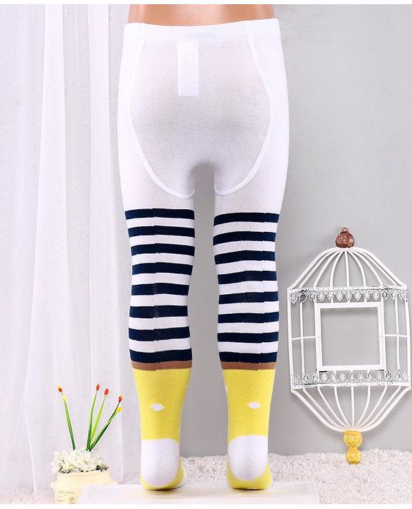 Cute Walk By Babyhug Antibacterial Striped Footed Tights - Yellow