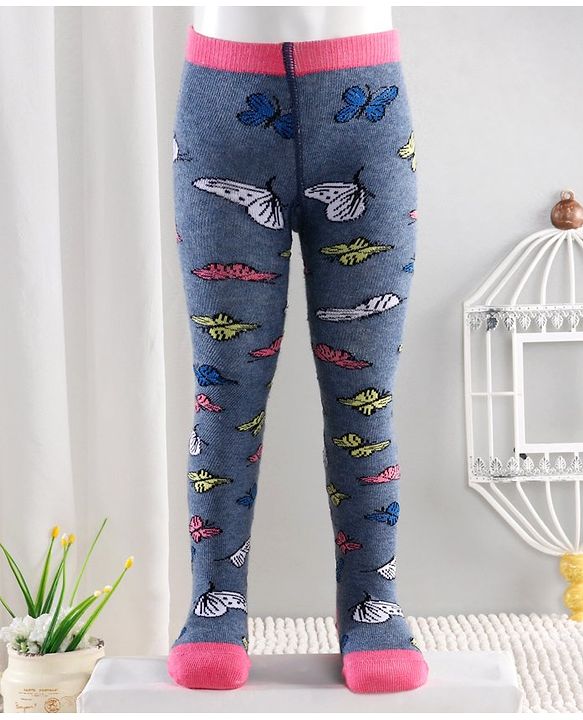 Cutewalk By Babyhug Anti Bacterial Footed Tights Butterfly Design - Multicolor