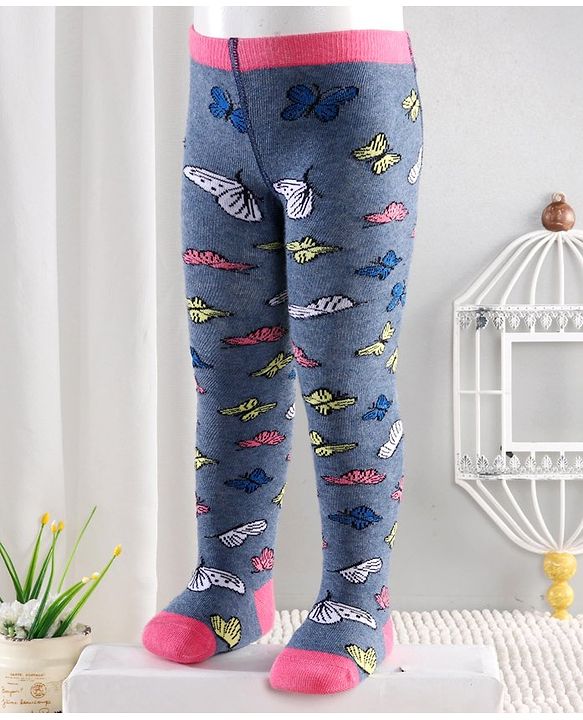 Cutewalk By Babyhug Anti Bacterial Footed Tights Butterfly Design - Multicolor