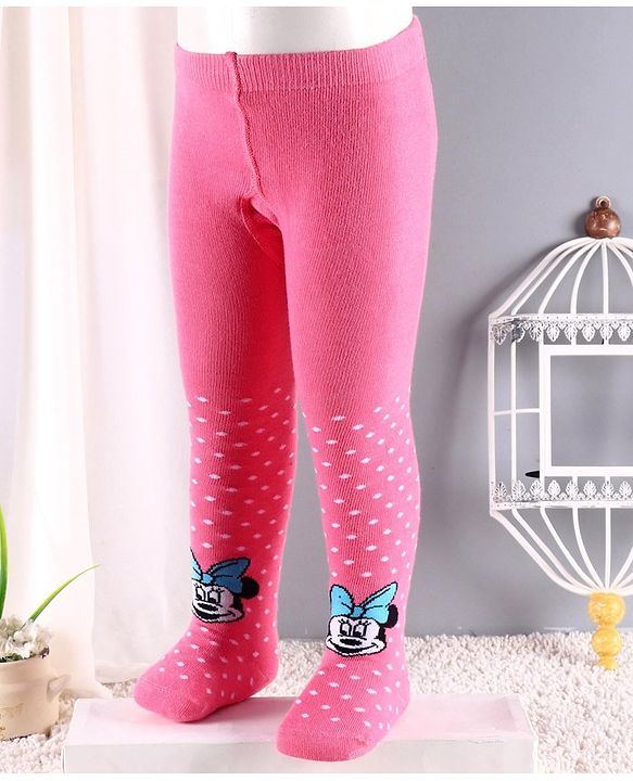 Cute Walk by Babyhug Footed Tights Cartoon Print - Pink