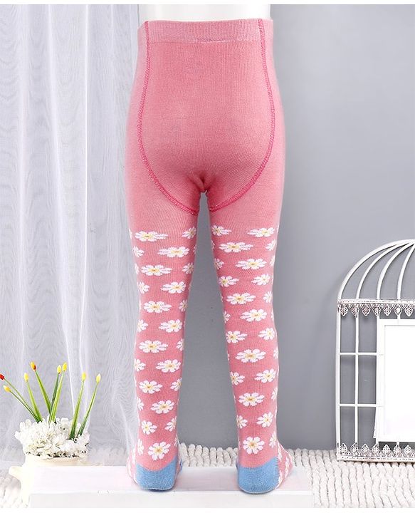 Cute Walk by Babyhug Antibacterial Footed Tights Floral Design - Pink