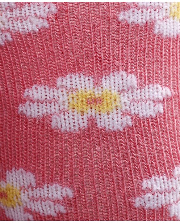Cute Walk by Babyhug Antibacterial Footed Tights Floral Design - Pink