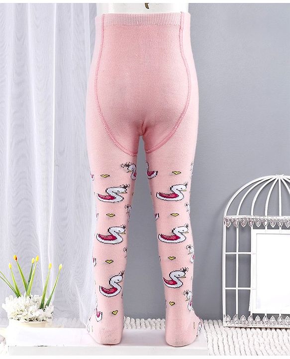 Cute Walk by Babyhug Antibacterial Footed Tights Swan Design - Pink