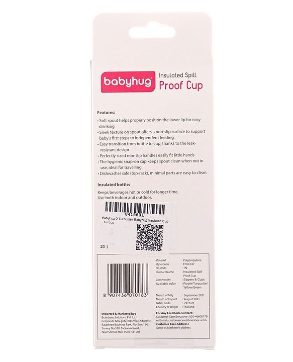 Babyhug Insulated Spill Proof Spout Cup - Blue