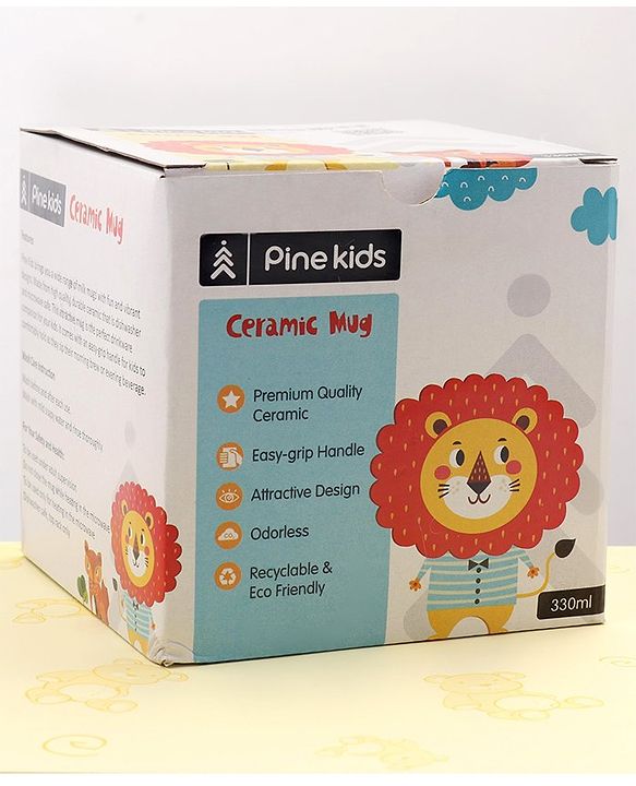 Pine Kids Ceramic Mug Lion Print Orange - 330 ml
