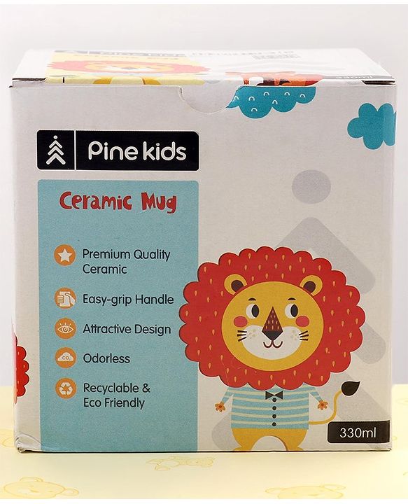 Pine Kids Ceramic Mug Lion Print Orange - 330 ml