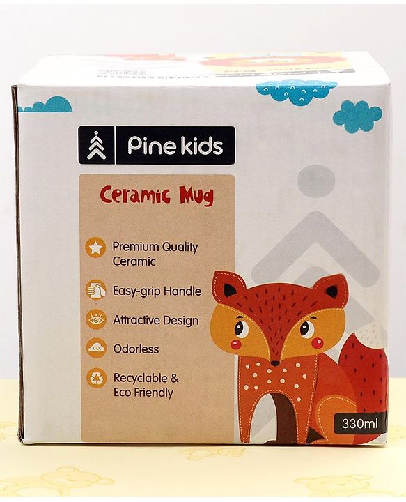 Pine Kids Ceramic Mug Lion Print Orange - 330 ml