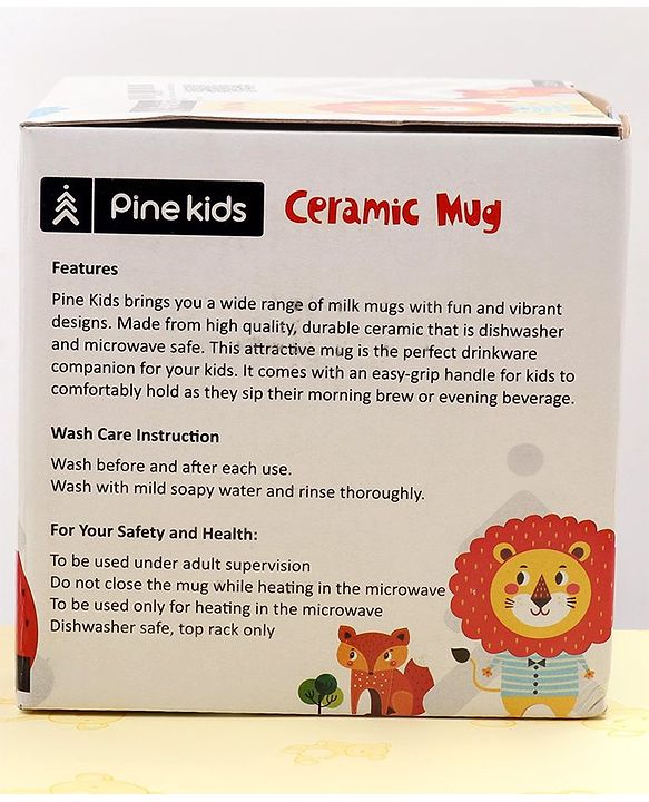 Pine Kids Ceramic Mug Lion Print Orange - 330 ml