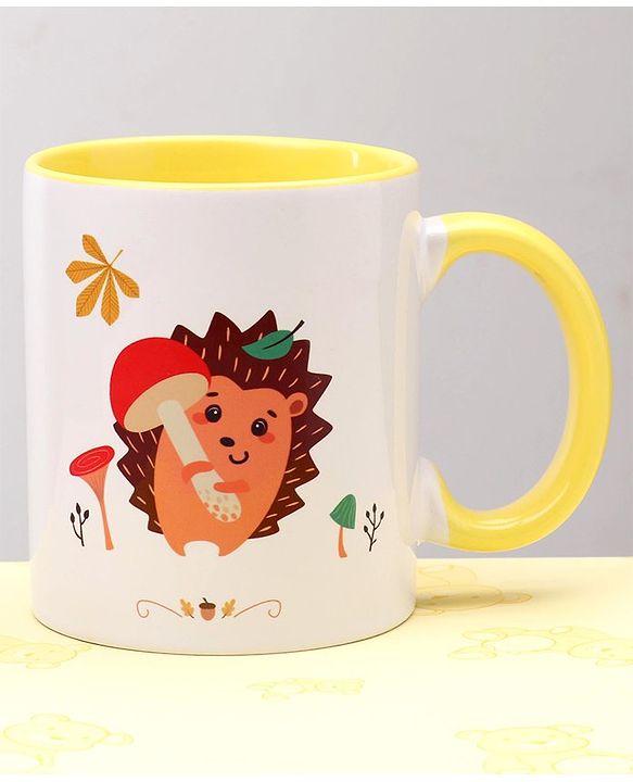 Pine Kids Ceramic Mug Squirrel Print Yellow - 330 ml