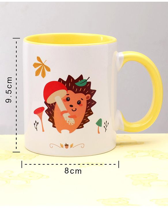 Pine Kids Ceramic Mug Squirrel Print Yellow - 330 ml