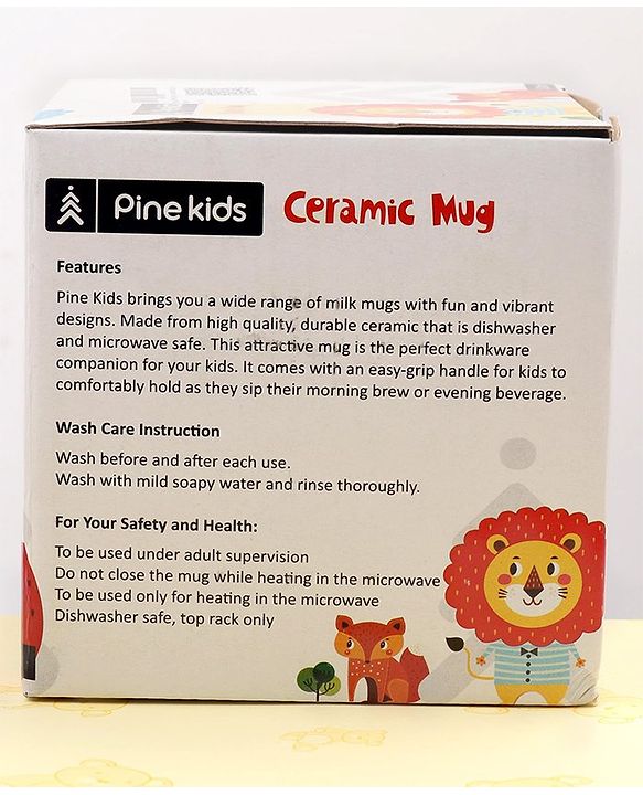 Pine Kids Ceramic Mug Squirrel Print Yellow - 330 ml