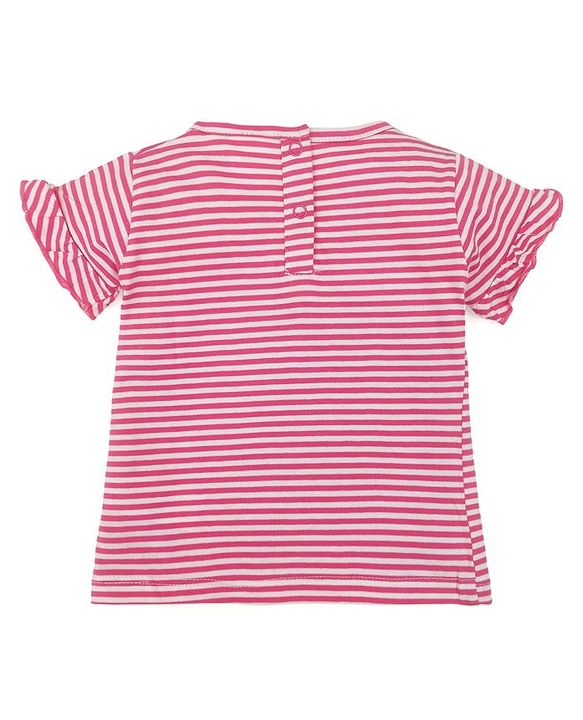 Babyhug Glitter Print Dungaree With Half Sleeves Tshirt - Blue