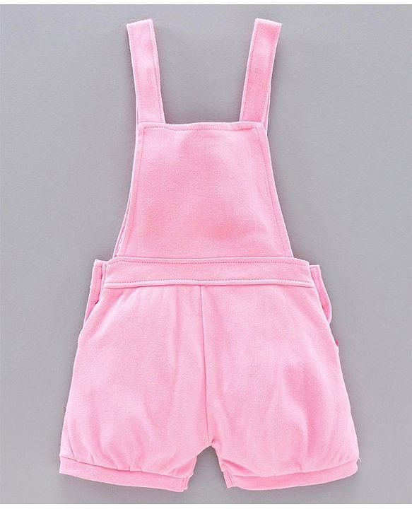 Babyhug Dungaree with Inner Tee Bird Print - Pink