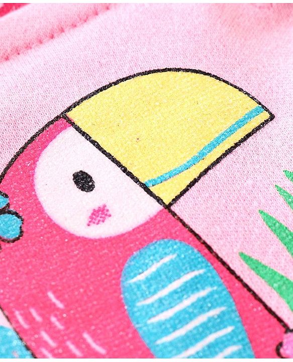 Babyhug Dungaree with Inner Tee Bird Print - Pink