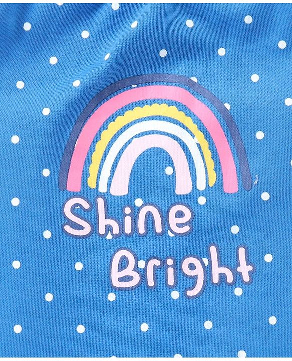 Babyhug 100% Cotton Sleeveless Romper Polka Dot Print - Blue