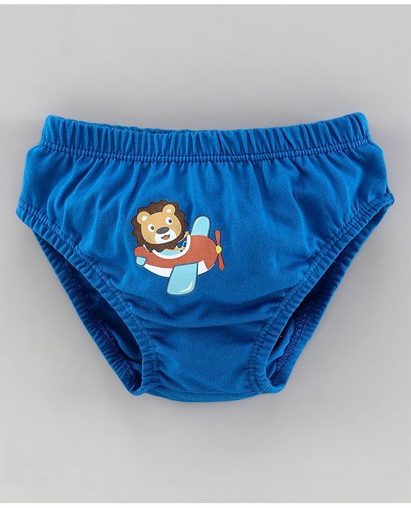 Babyhug 100%Cotton Anitbacterial Briefs Aeroplane Print Pack of 3 - Blue White