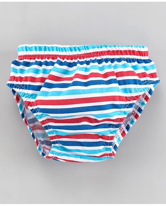 Babyhug 100%Cotton Anitbacterial Briefs Aeroplane Print Pack of 3 - Blue White