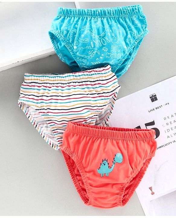 Babyhug 100% Cotton Antibacterial Brief Pack of 3 - Blue Orange