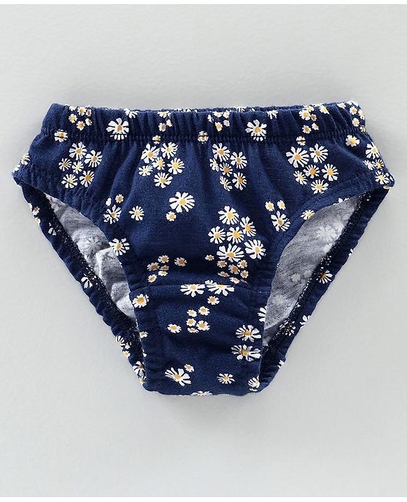 Babyhug 100% Cotton Antibacterial Panties Pack of 3 - Yellow Navy Blue