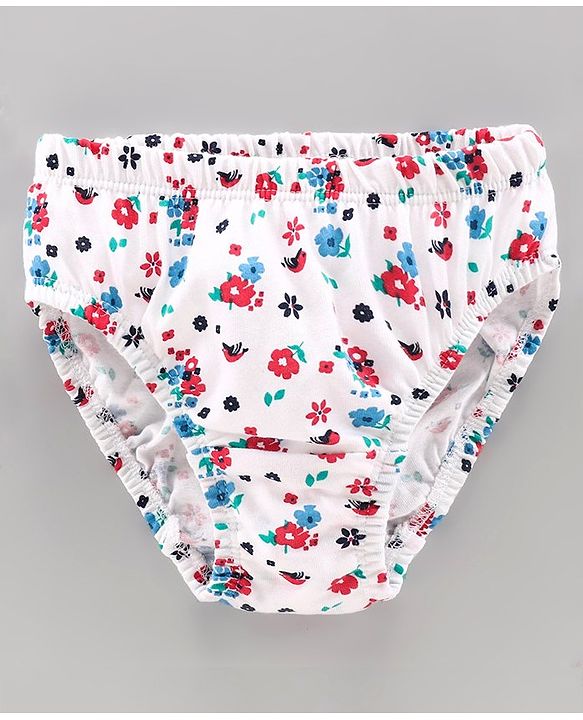 Babyhug 100% Cotton Antibacterial Panties Floral Print Pack of 3 - Blue White