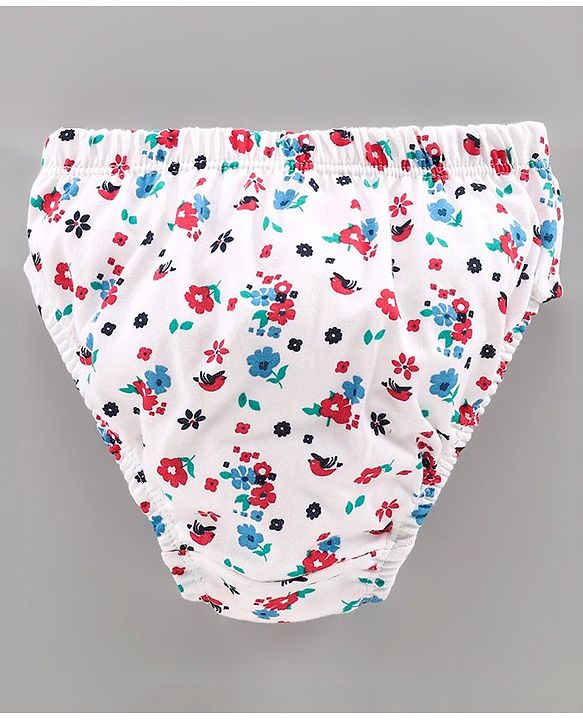 Babyhug 100% Cotton Antibacterial Panties Floral Print Pack of 3 - Blue White