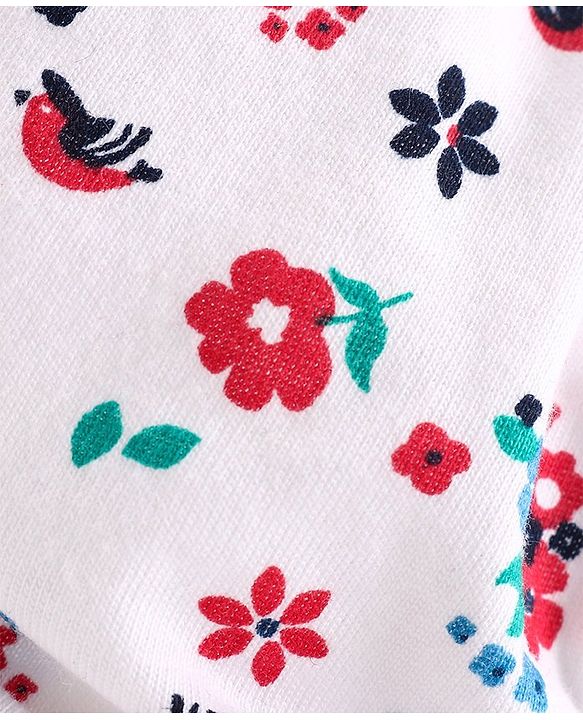 Babyhug 100% Cotton Antibacterial Panties Floral Print Pack of 3 - Blue White