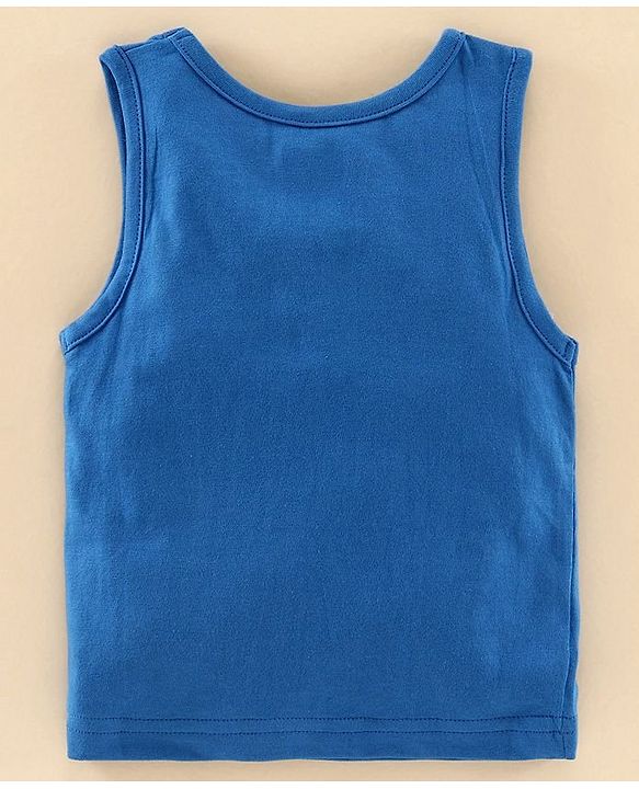 Babyhug 100% Cotton Antibacterial Vest Aeroplane Print Pack of 3 - Blue