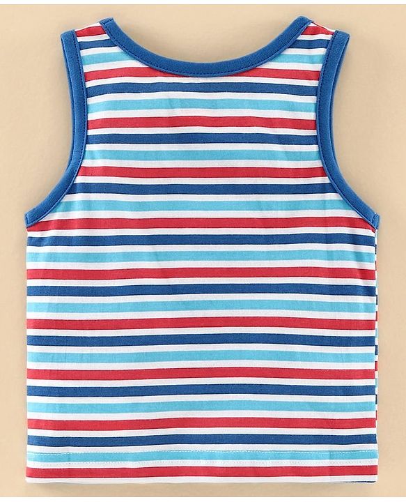 Babyhug 100% Cotton Antibacterial Vest Aeroplane Print Pack of 3 - Blue