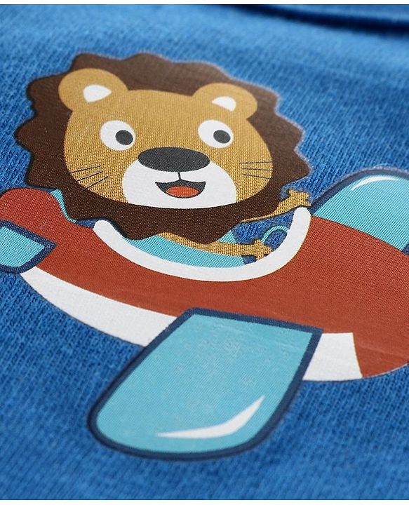 Babyhug 100% Cotton Antibacterial Vest Aeroplane Print Pack of 3 - Blue