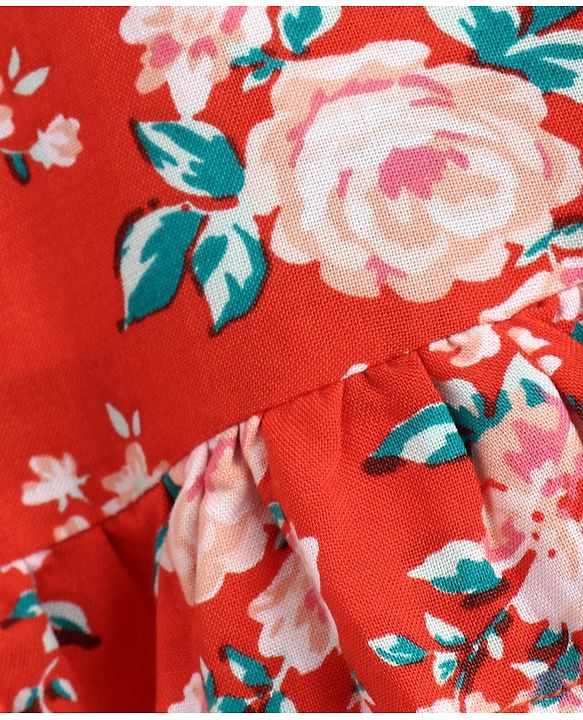 Babyhug Singlet Top Floral Print - Red