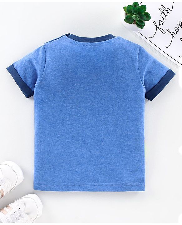 Babyhug Half Sleeves Anti Bacterial Biowashed Tee - Blue
