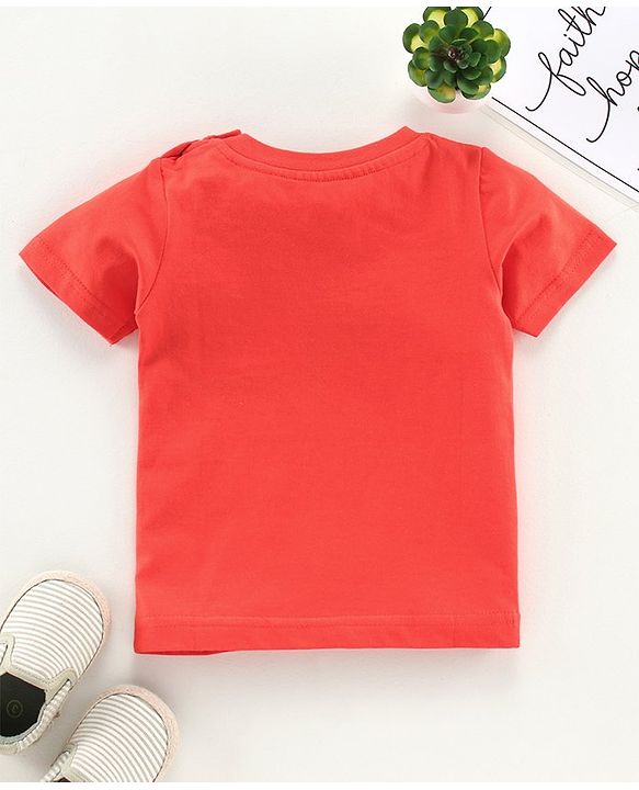 Babyhug Half Sleeves Anti Bacterial & Biowashed Tee Dolphin Print - Red