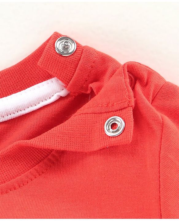 Babyhug Half Sleeves Anti Bacterial & Biowashed Tee Dolphin Print - Red