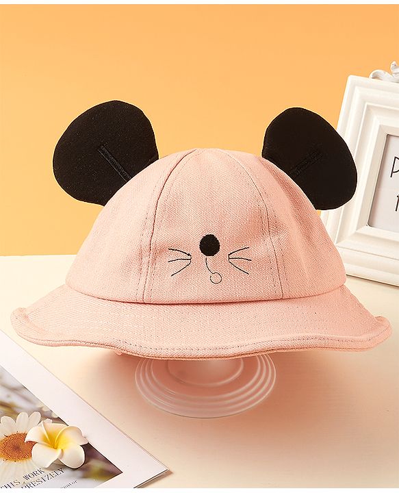 Babyhug Designer Hat with Ears Pink - Circumference  58 cm