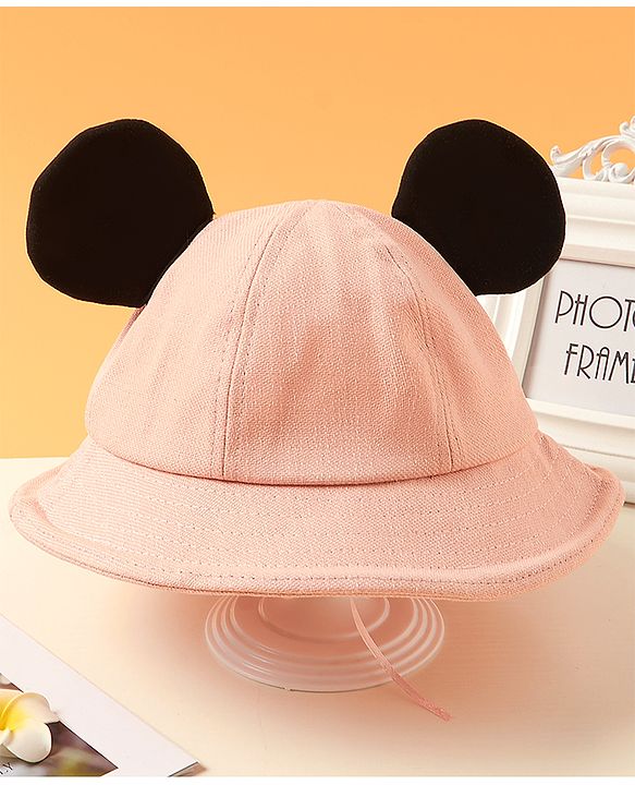 Babyhug Designer Hat with Ears Pink - Circumference  58 cm