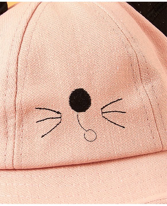 Babyhug Designer Hat with Ears Pink - Circumference  58 cm