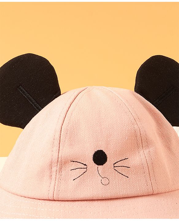Babyhug Designer Hat with Ears Pink - Circumference  58 cm