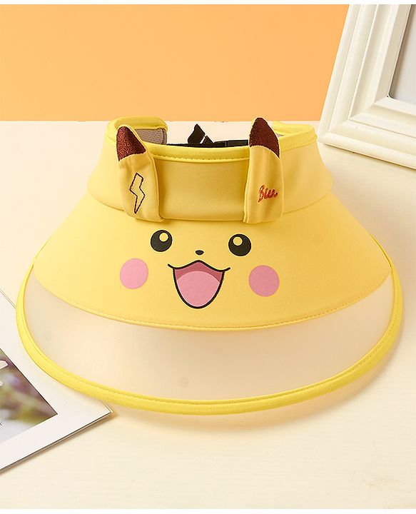 Babyhug Summer Cap Animal Face Print Yellow - Circumference 57 cm