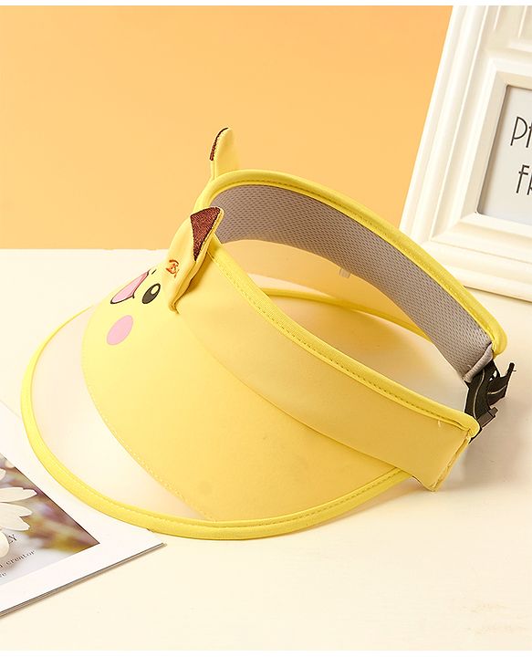 Babyhug Summer Cap Animal Face Print Yellow - Circumference 57 cm