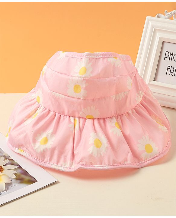 Babyhug Hat Floral Print Pink - Circumference  57 cm