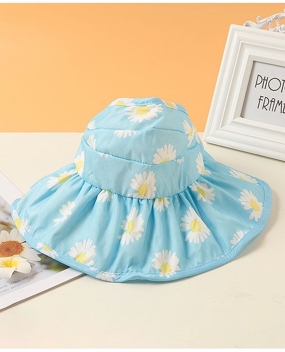 Babyhug Hat Floral Print Blue - Circumference  57 cm