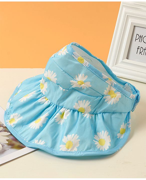 Babyhug Hat Floral Print Blue - Circumference  57 cm