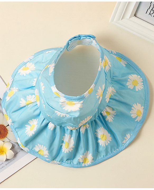 Babyhug Hat Floral Print Blue - Circumference  57 cm