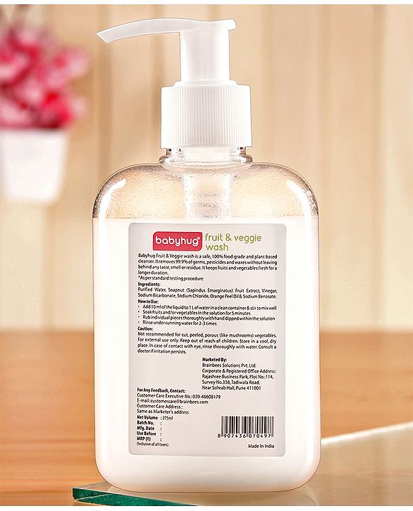Babyhug 100% Plant Based Fruit & Veggie Wash - 275 ml