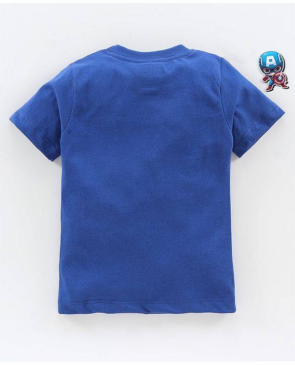 Babyhug Half Sleeves Biowashed Marvel Avengers Print - Blue