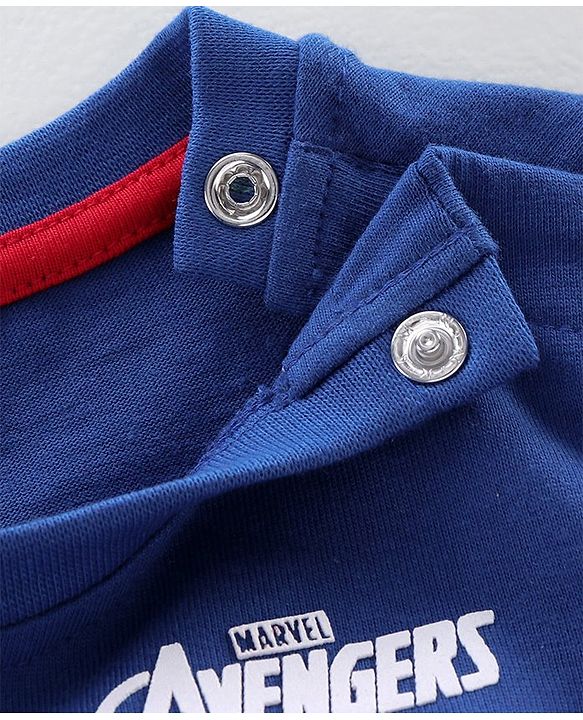 Babyhug Full Sleeves Tee Biowashed Avengers Print - Navy Blue Grey Red